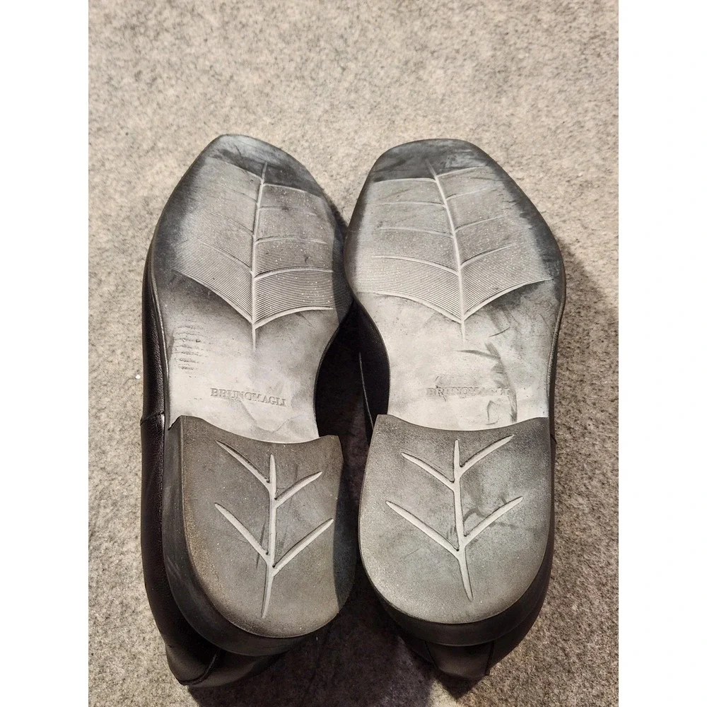 Bruno Magli Raging Shoes Mens Size 9.5 Black Leather Slip On Dress Oxford Italy